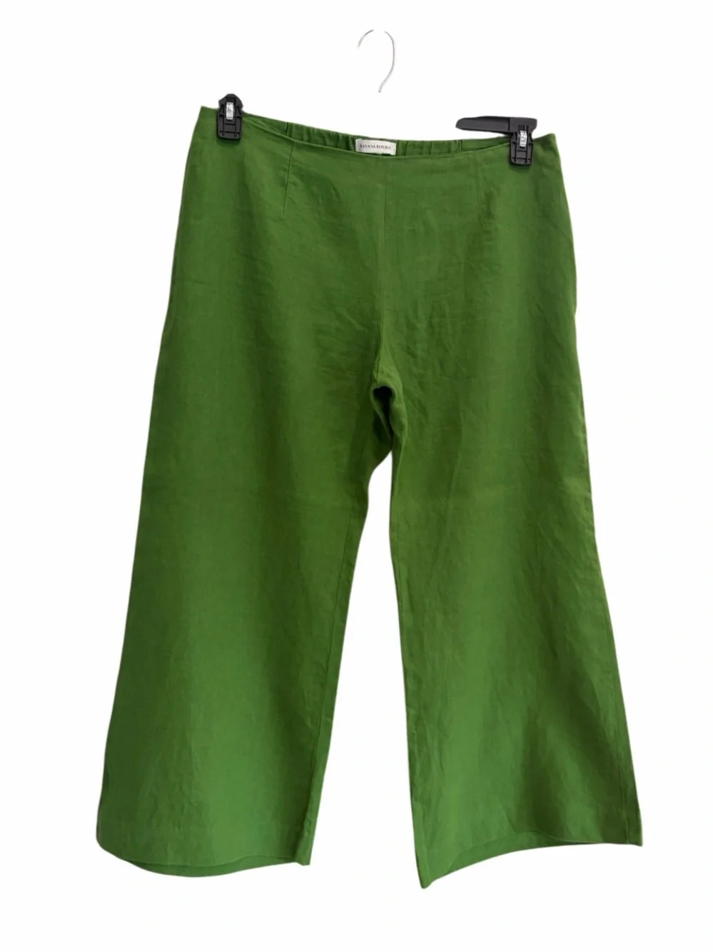 Banana Republic Mid-Rise Kick-Flare 100% Linen Ankle Pant Size 14 Green